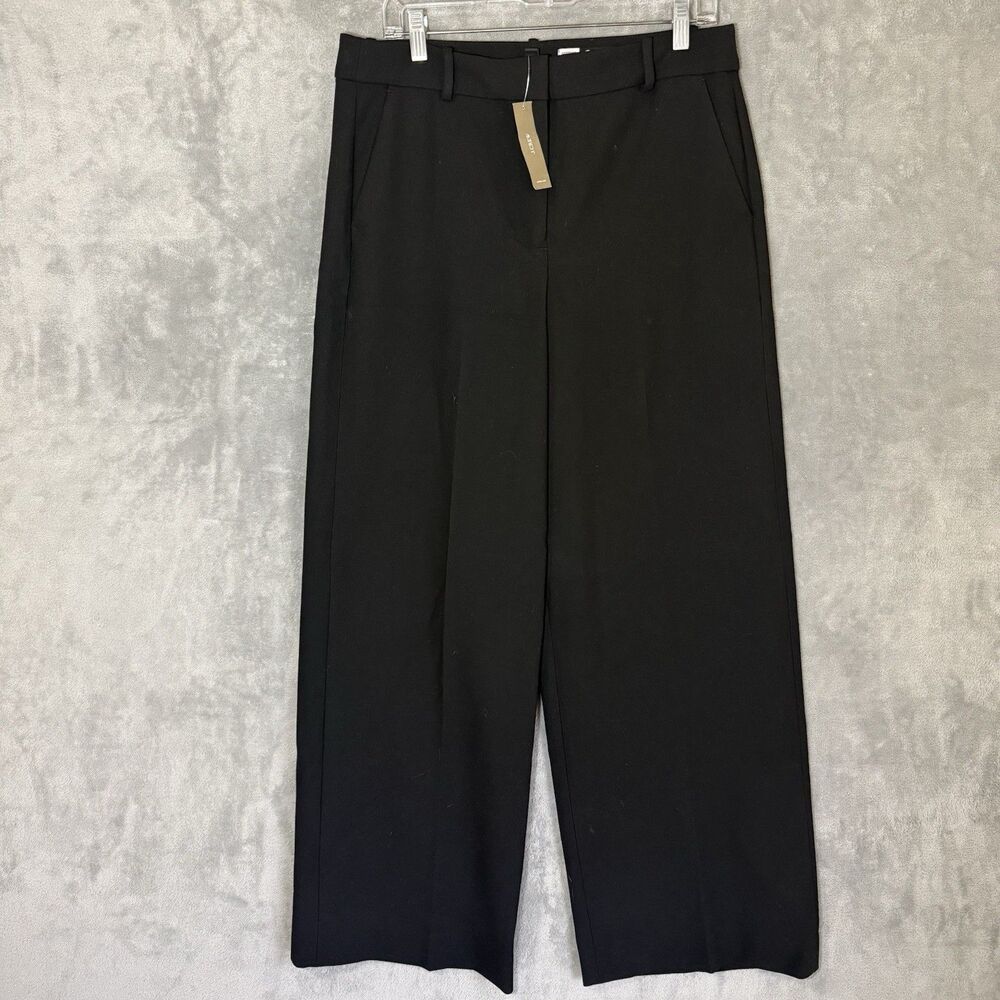 NWT J. Crew Pants Sz 12 Black Carreman Wide Leg Trouser CC463 Officewear France